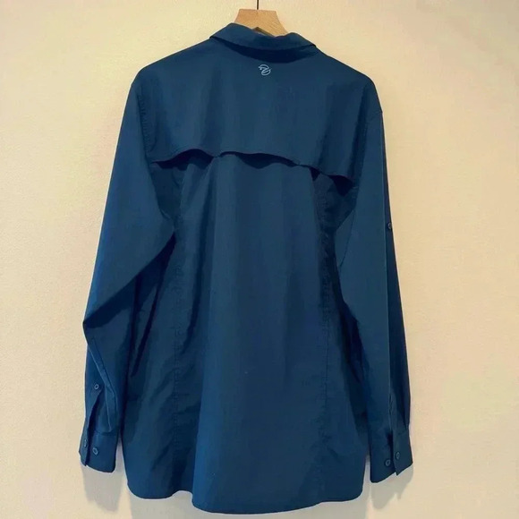 Gillz Outdoor Shirt Long Sleeve Hiking Vented Fishing Camping Blue XL - Picture 2 of 8
